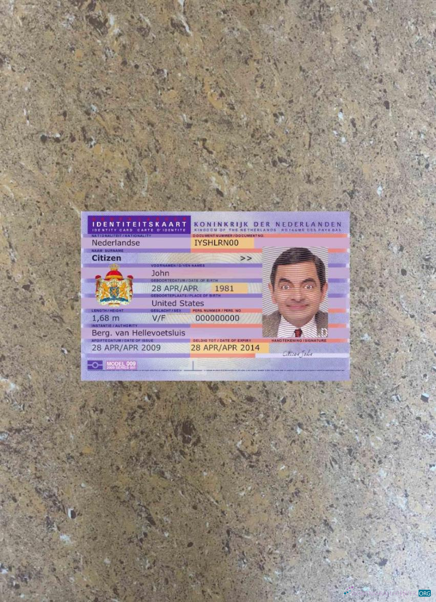 Download Netherland ID 2012   pres photolook FRONT Photoshop template